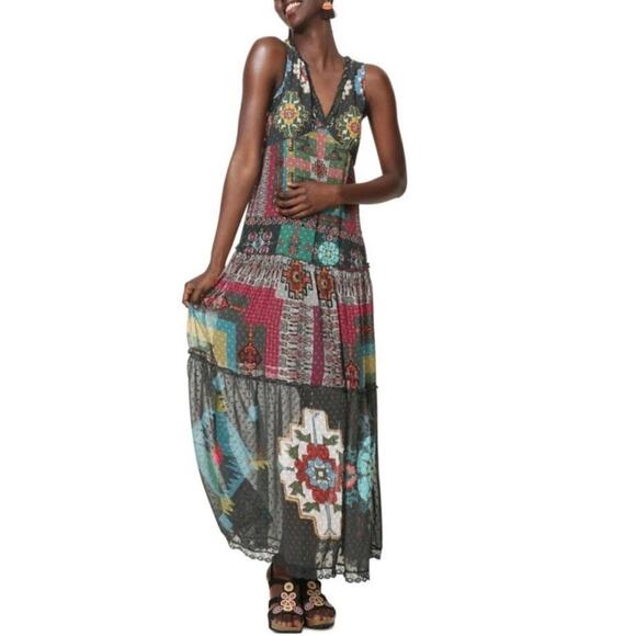Desigual NWT Nicole Aztec Southwestern Print Boho Maxi Dress Womens US 8 42 - Picture 10 of 10